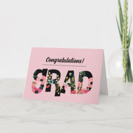 Tarjeta Enhorabuena Grad Floral Pattern Text