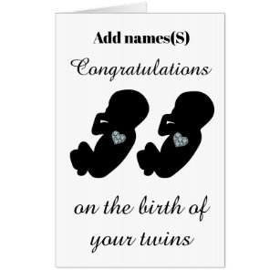 Tarjeta Enhorabuena grande en el nacimiento de sus gemelos