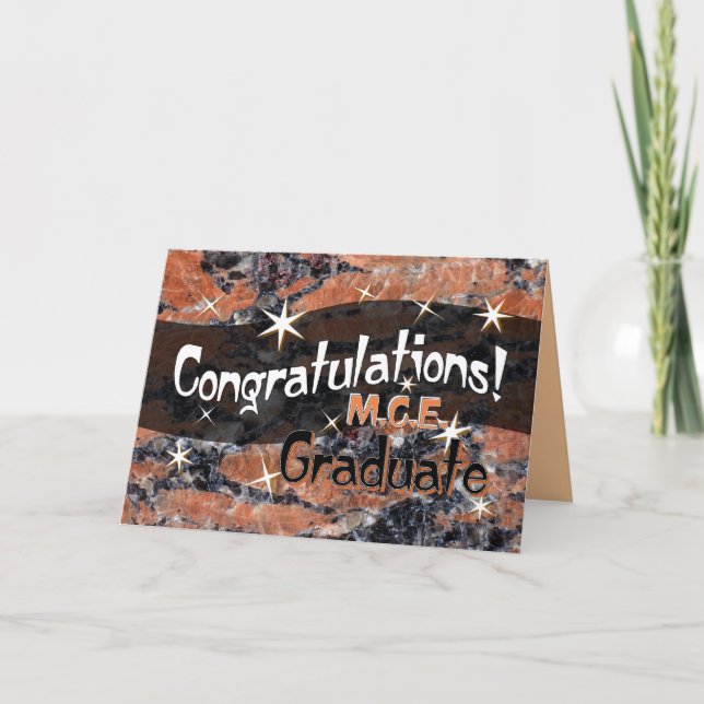 Tarjeta Enhorabuena M.C.E. Graduate Orange y negro (Anverso)