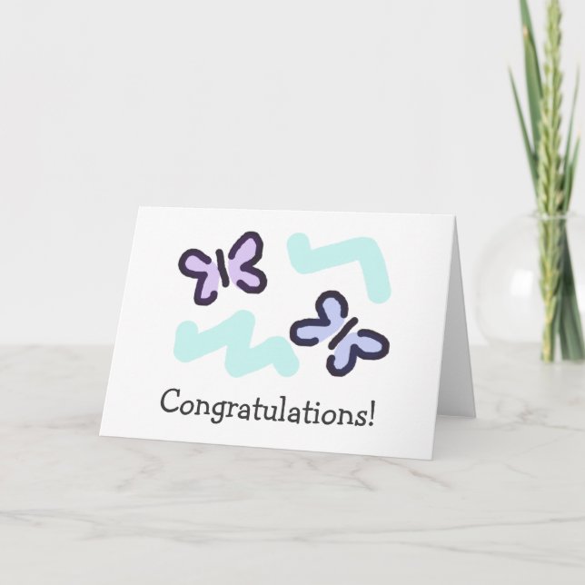 Tarjeta ¡Enhorabuena! - Mariposas Pastel (Anverso)