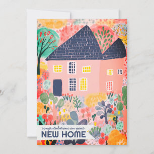 Tarjeta Enhorabuena Nueva Cuta de Acuarela de Hogar