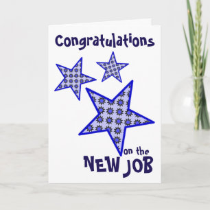 Tarjeta Enhorabuena nuevo trabajo estrella azul gráfico