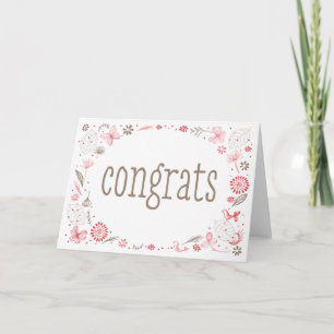 Tarjeta Enhorabuena por el Bouquet de la Naturaleza Rosa e