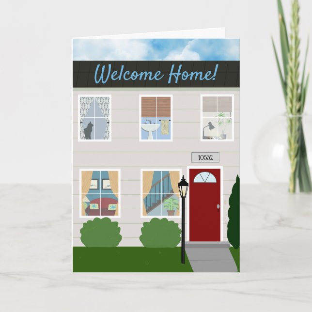 Tarjeta Enhorabuena por el calentamiento de la nueva casa (Anverso)