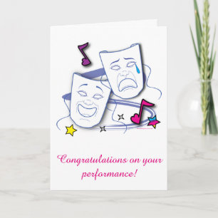 Tarjeta Enhorabuena por el juego: Máscaras de comedia y tr