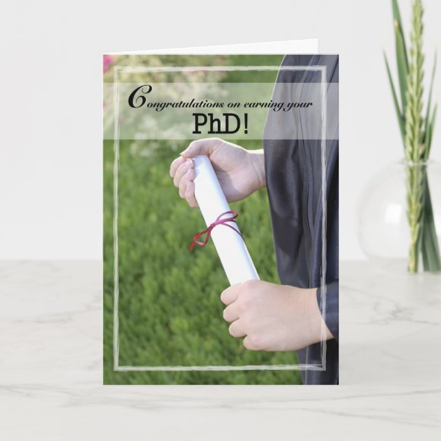 Tarjeta Enhorabuena por graduación en doctorado, Diploma (Anverso)