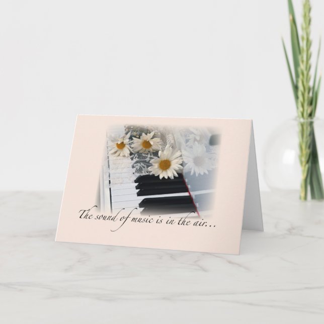 Tarjeta Enhorabuena por la actuación musical, piano, daisi (Anverso)