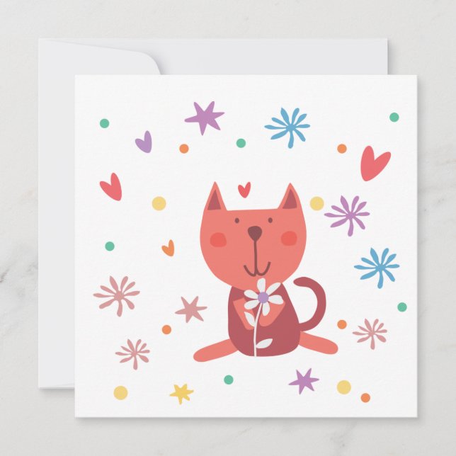 Tarjeta Enkele wenskaart poes 'love from' (Anverso)