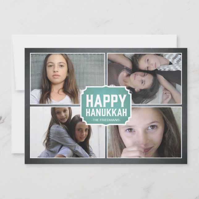 Tarjeta enmarcada azul de la foto de Jánuca de la (Anverso)