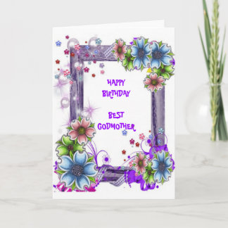 Tarjeta enmarcada floral de la madrina