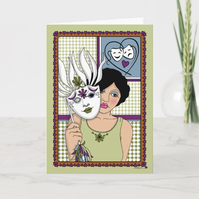 Tarjeta Enmascarar tus sentimientos_A_Greeting (Anverso)