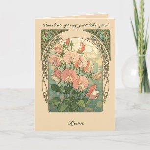 Tarjeta Enredaderas de flores de nacimiento de Sweet Pea
