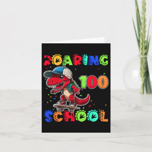Tarjeta Enrutamiento En 100 Días Escolares Dino T-rex Skat