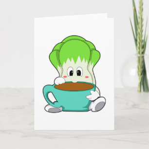 Tarjeta Ensalada con taza de café