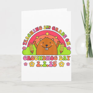 Tarjeta Enseñando 2do Grado El Día De La Marmota Divertido
