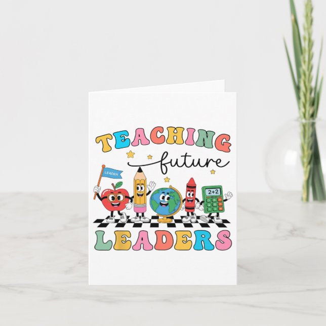 Tarjeta Enseñanza Retro Líderes Futuros Profesor Groovy de (Anverso)