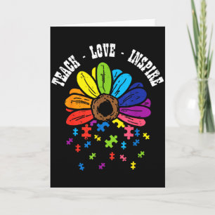 Tarjeta Enseñar Amor Inspirar Flor Conciencia del Autismo