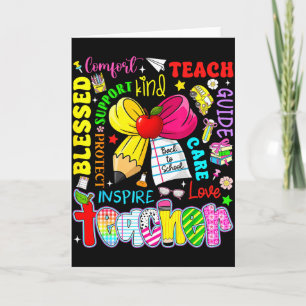 Tarjeta Enseñar Amor Inspirar Maestro Niños Lápiz Arco De 