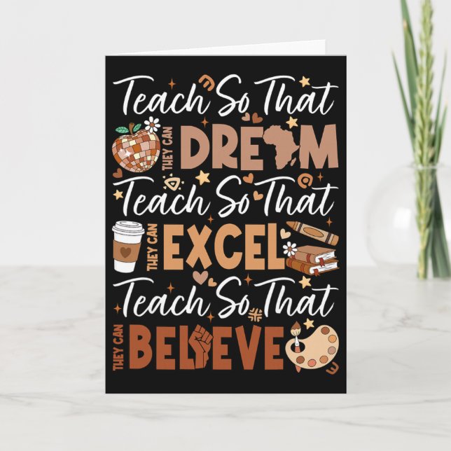 Tarjeta Enseñar para que puedan soñar Excel creer maestro  (Anverso)