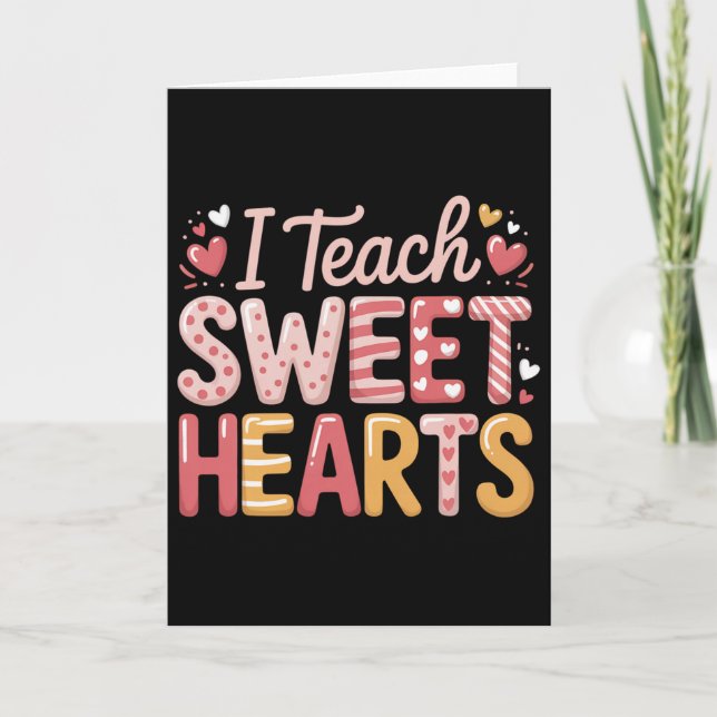 Tarjeta Enseño Corazones Dulces Día de San Valentín Profes (Anverso)