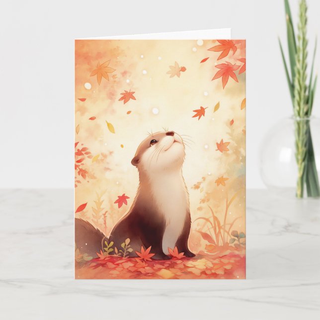 Tarjeta Ensoñación de otoño de nutria (Anverso)