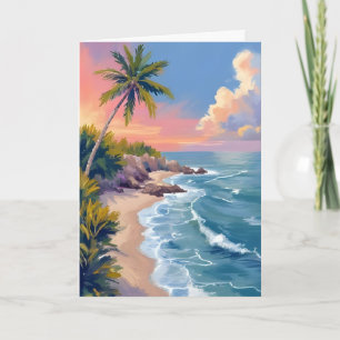 Tarjeta Ensueño de agua salada   Acuarela de mar de costa 