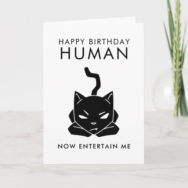 Tarjeta Enterarme de un cumpleaños divertido para gatos (Anverso)
