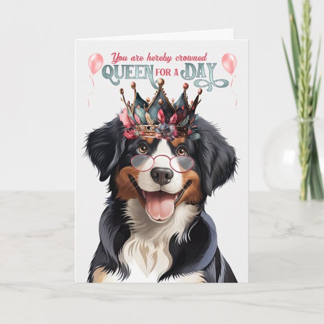 Tarjeta Entlebucher Mountain Dog Queen Funny Cumpleaños (Anverso)