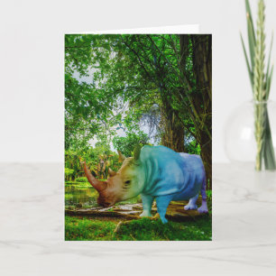 Tarjeta Entorno tropical exuberante del rinoceronte de Sli