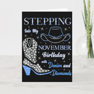 Tarjeta Entrando En Mi Cumpleaños De Noviembre Con Denim Y