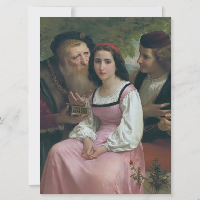 Tarjeta Entre la riqueza y el amor (por Bouguereau) (Anverso)