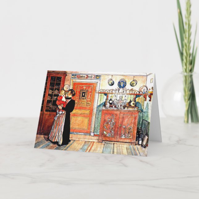 Tarjeta Entre Navidades y New Aco, arte Carl Larsson, (Anverso)