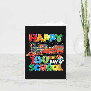 Tarjeta Entren Feliz Tren Ferrocarril 100 Día De Escuela N