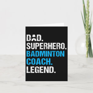 Tarjeta Entrenador de bádminton divertido superhéroe papá 
