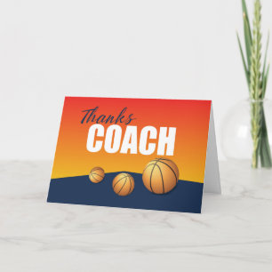 Tarjeta Entrenador de baloncesto gracias por azul y Naranj