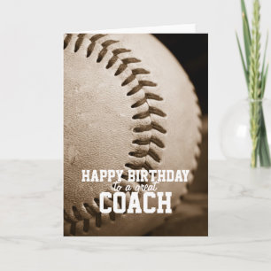 Tarjeta entrenador de béisbol feliz cumpleaños