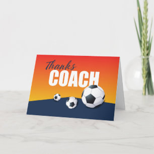 Tarjeta Entrenador de fútbol gracias en azul y Naranja
