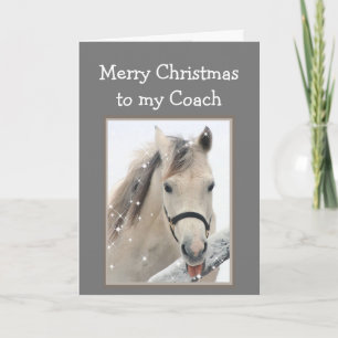 Tarjeta Entrenador de Navidades mágicos desea caballo blan