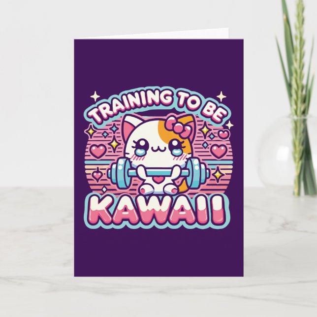 Tarjeta Entrenamiento para ser kawaii - Gato divertido de  (Anverso)