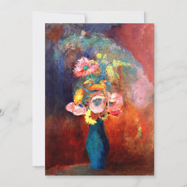 Tarjeta Envases etéreos de flores, pintura de Odilon Redon (Anverso)