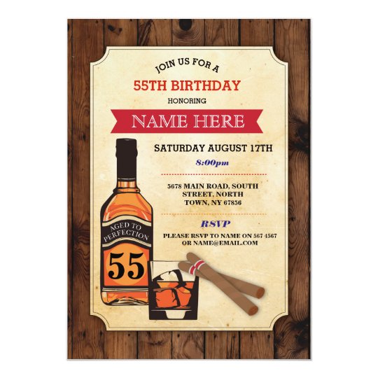 Tarjeta Envejecido al cigarro del whisky del cumpleaños de