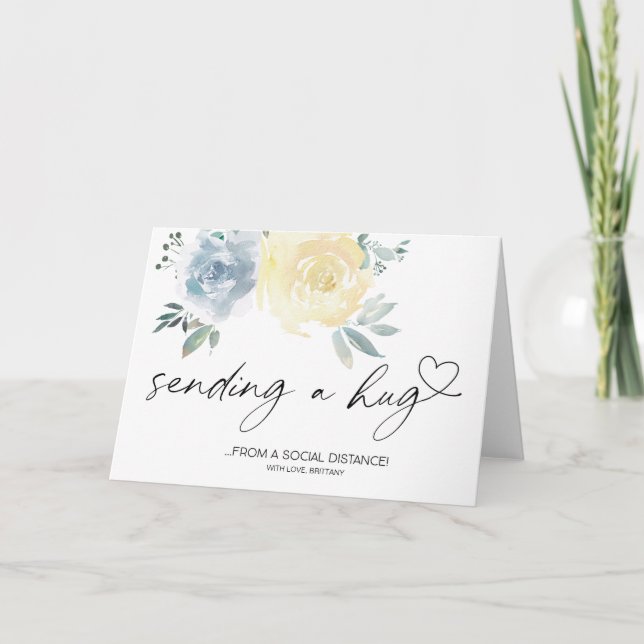 Tarjeta Enviando abrazos a la señorita de cuarentena socia (Anverso)