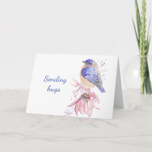 Tarjeta Enviando abrazos de compasión Pérdida Pájaro Azul