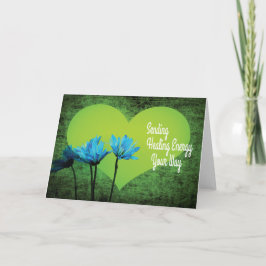 Tarjeta Enviando energía de curación con corazón verde