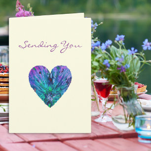 Tarjeta Enviándote Amor Artístico de Corazón Cumpleaños Ar