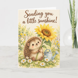 Tarjeta Enviándote Brillo Erizo Lindo & Girasol Coche