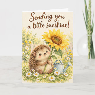 Tarjeta Enviándote Brillo Erizo Lindo & Girasol Coche