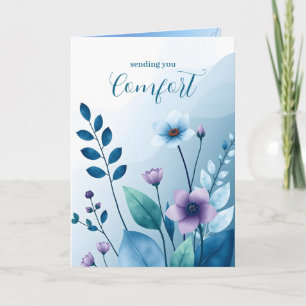 Tarjeta Enviándote Hojas de Flor Azul de Consuelo Simpatía