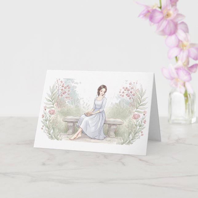 Tarjeta Enviándote Paz - Lectora de Jardín de Acuarela (Orquídea)