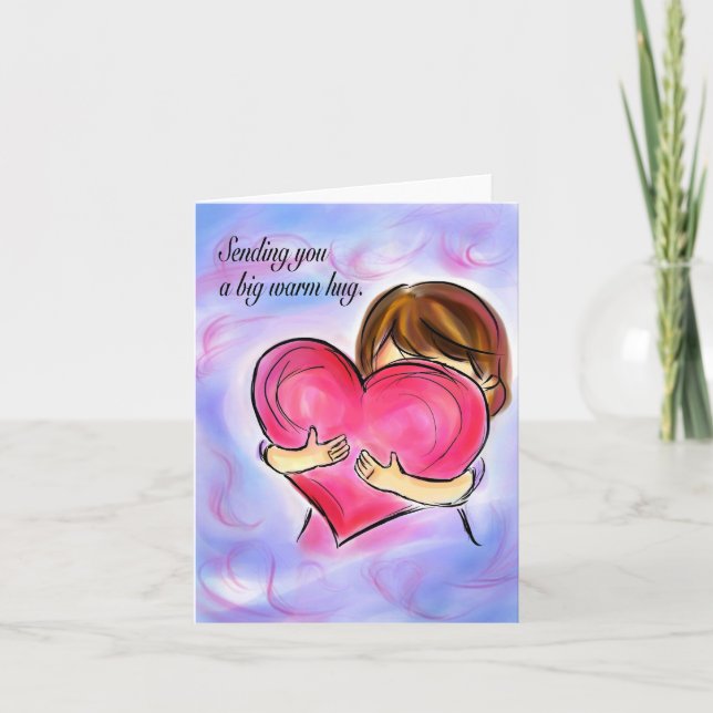 Tarjeta Enviándote un gran abrazo cálido. (Anverso)